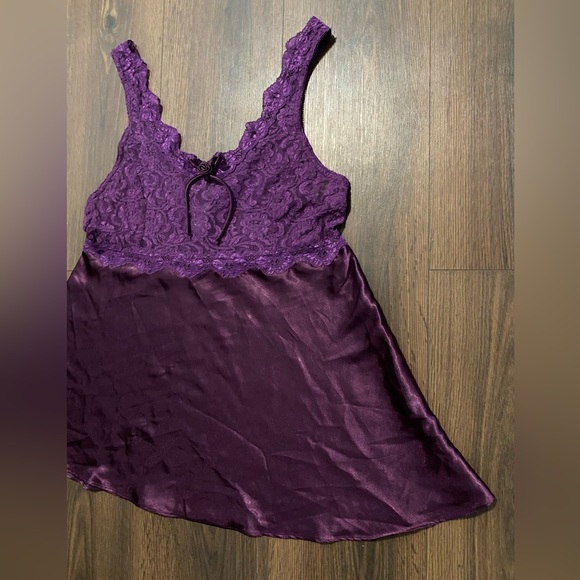 Women’s Cinema Etoile Purple Satin & Lace Sleepwear Set M - Picture 7 of 12